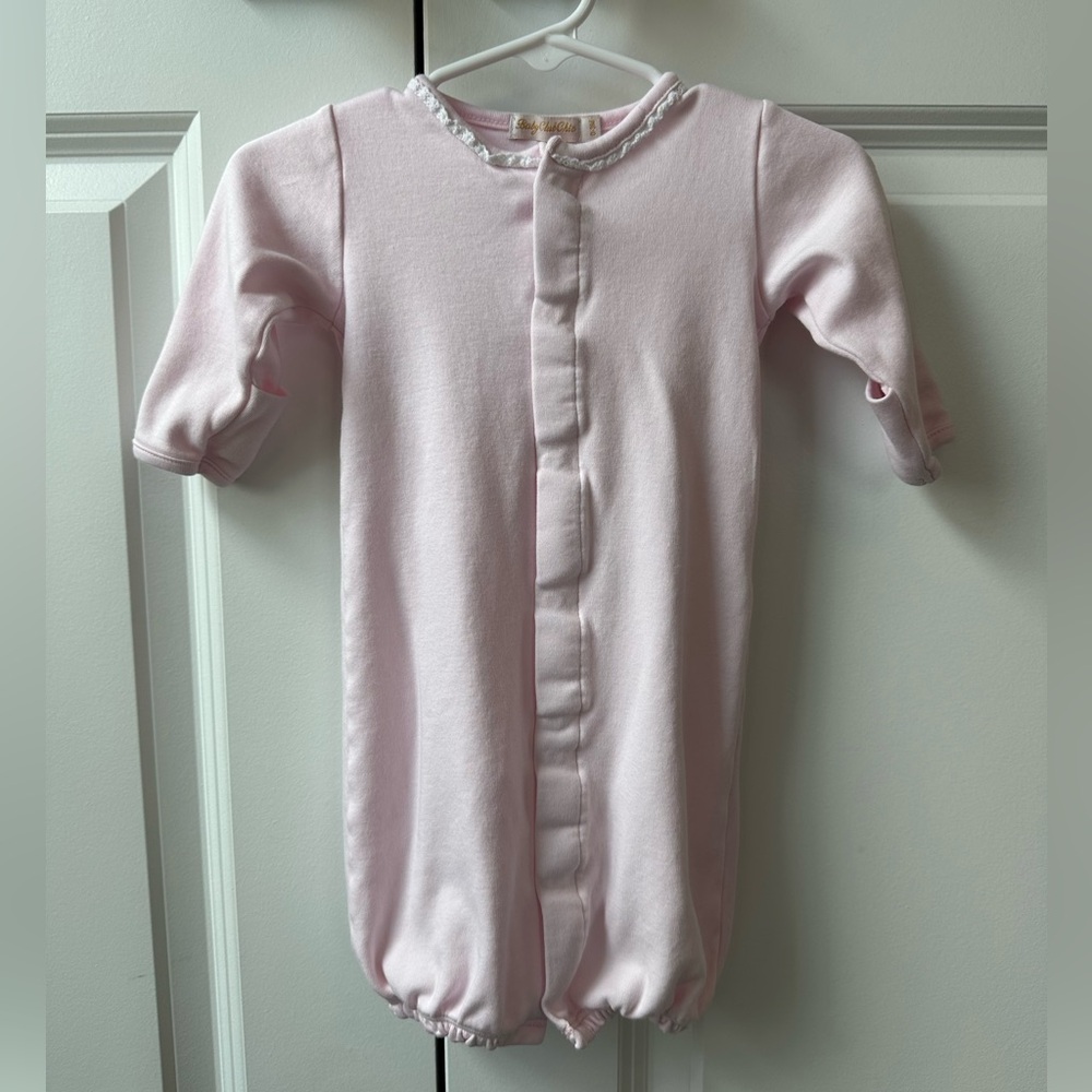 Baby Club Chic Convertible Gown Pink w/Knit Collar (Size 0-3 Months)